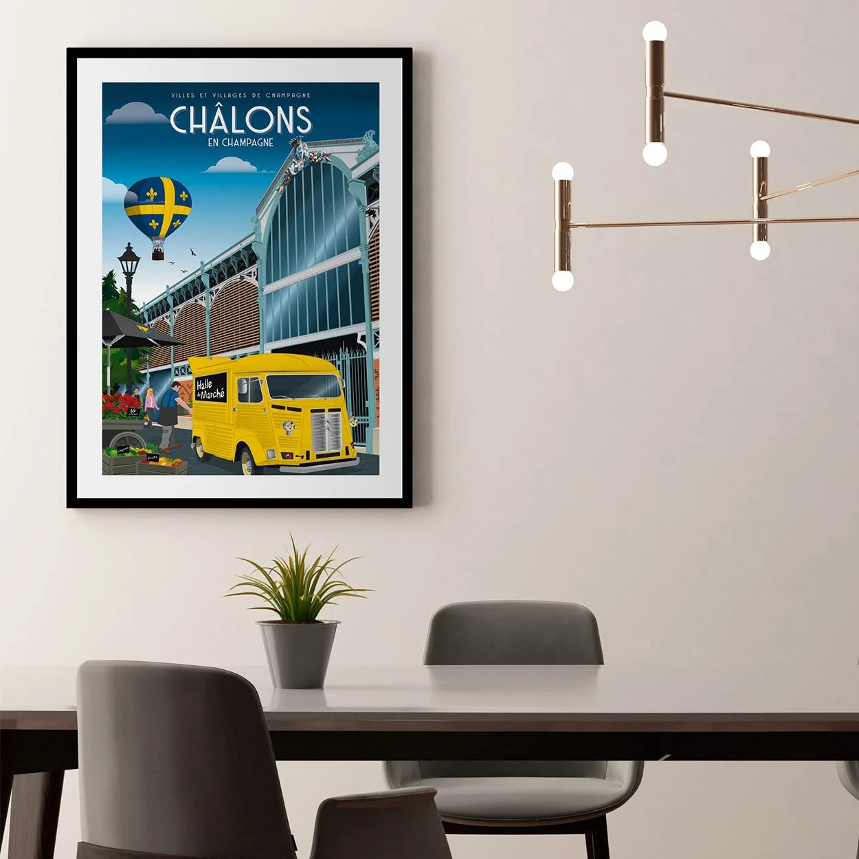 Affiche de la ville de Chalons dans la Marne sur un mur