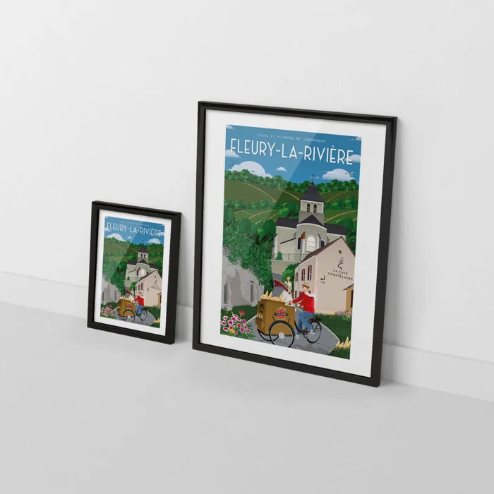 Affiche de la ville de Fleury la Rivères dans la Marne au sol